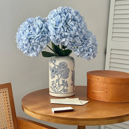 Ceramic Flower Vase Blue Floral 22 Cm High