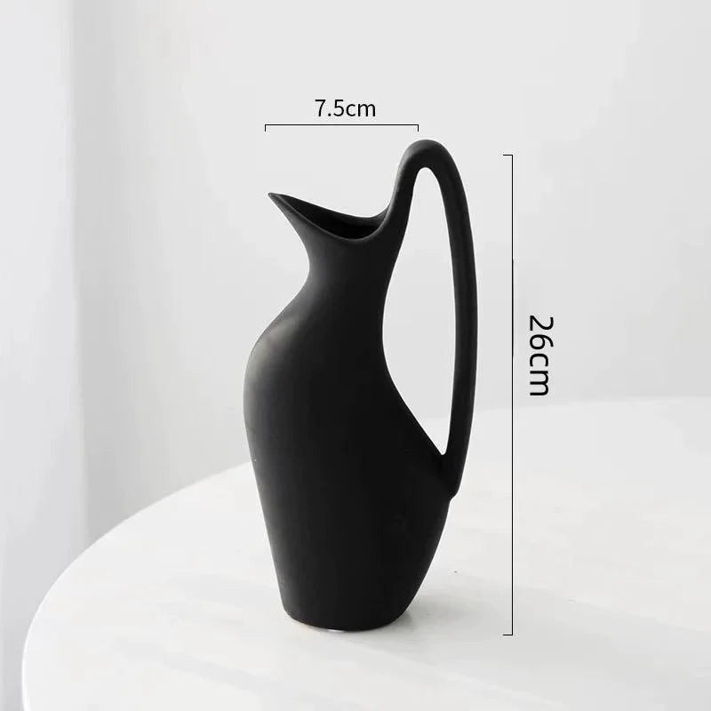 Ceramic Pitcher Abstract Design Matte Finish