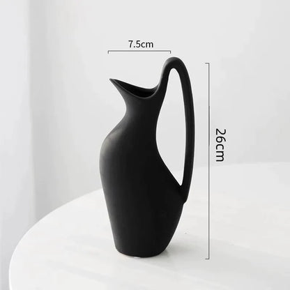 Ceramic Pitcher Abstract Design Matte Finish