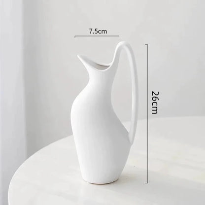 Ceramic Pitcher Abstract Design Matte Finish
