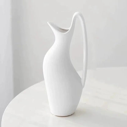 Ceramic Pitcher Abstract Design Matte Finish