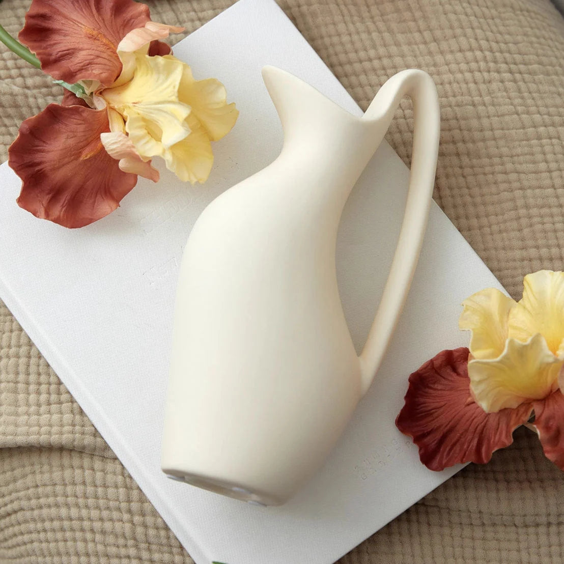Ceramic Pitcher Abstract Design Matte Finish