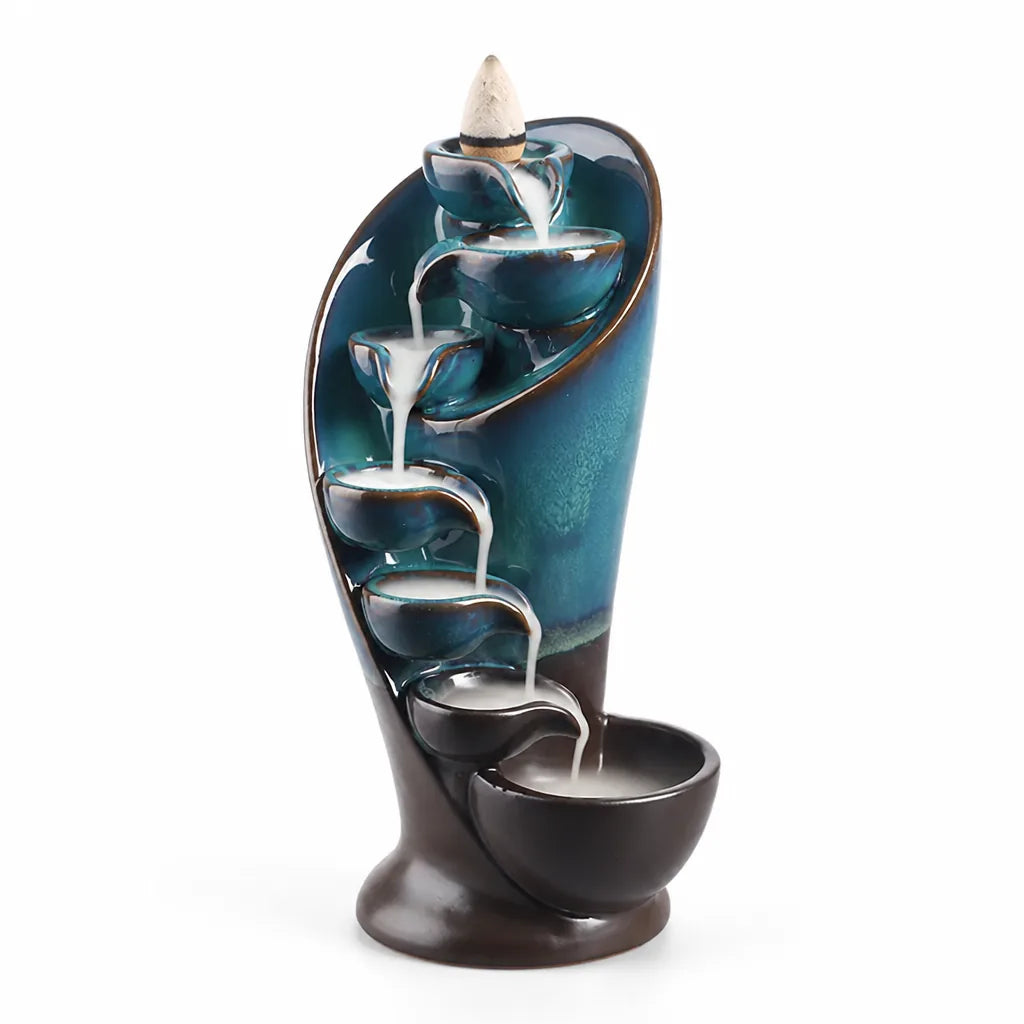 Ceramic Torch Design Incense Waterfall Burner (For Home And Meditation)