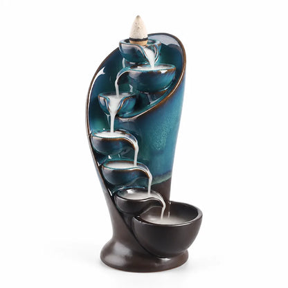 Ceramic Torch Design Incense Waterfall Burner (For Home And Meditation)