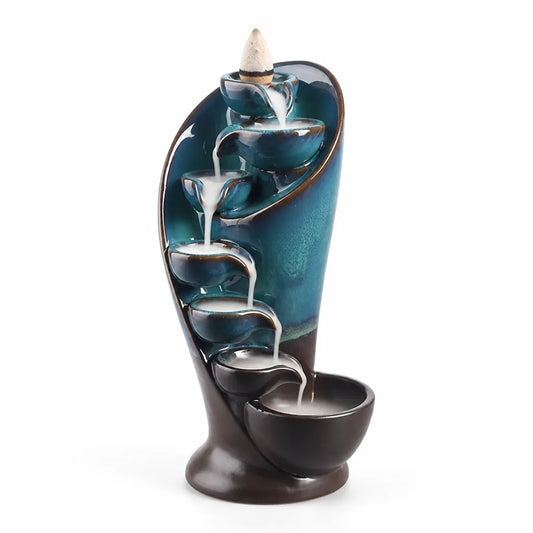 Ceramic Torch Design Incense Waterfall Burner (For Home And Meditation)