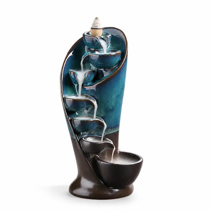 Ceramic Torch Design Incense Waterfall Burner (For Home And Meditation)