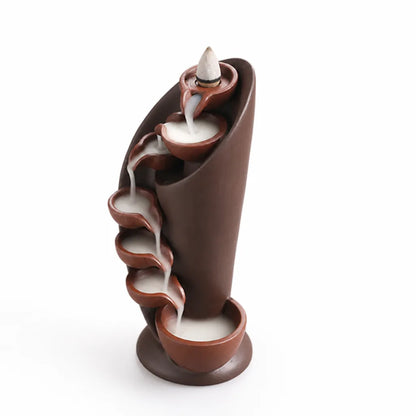 Ceramic Torch Design Incense Waterfall Burner (For Home And Meditation)