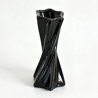Ceramic Vase Twisted Sculptural Glossy Finish 7.9 Inch