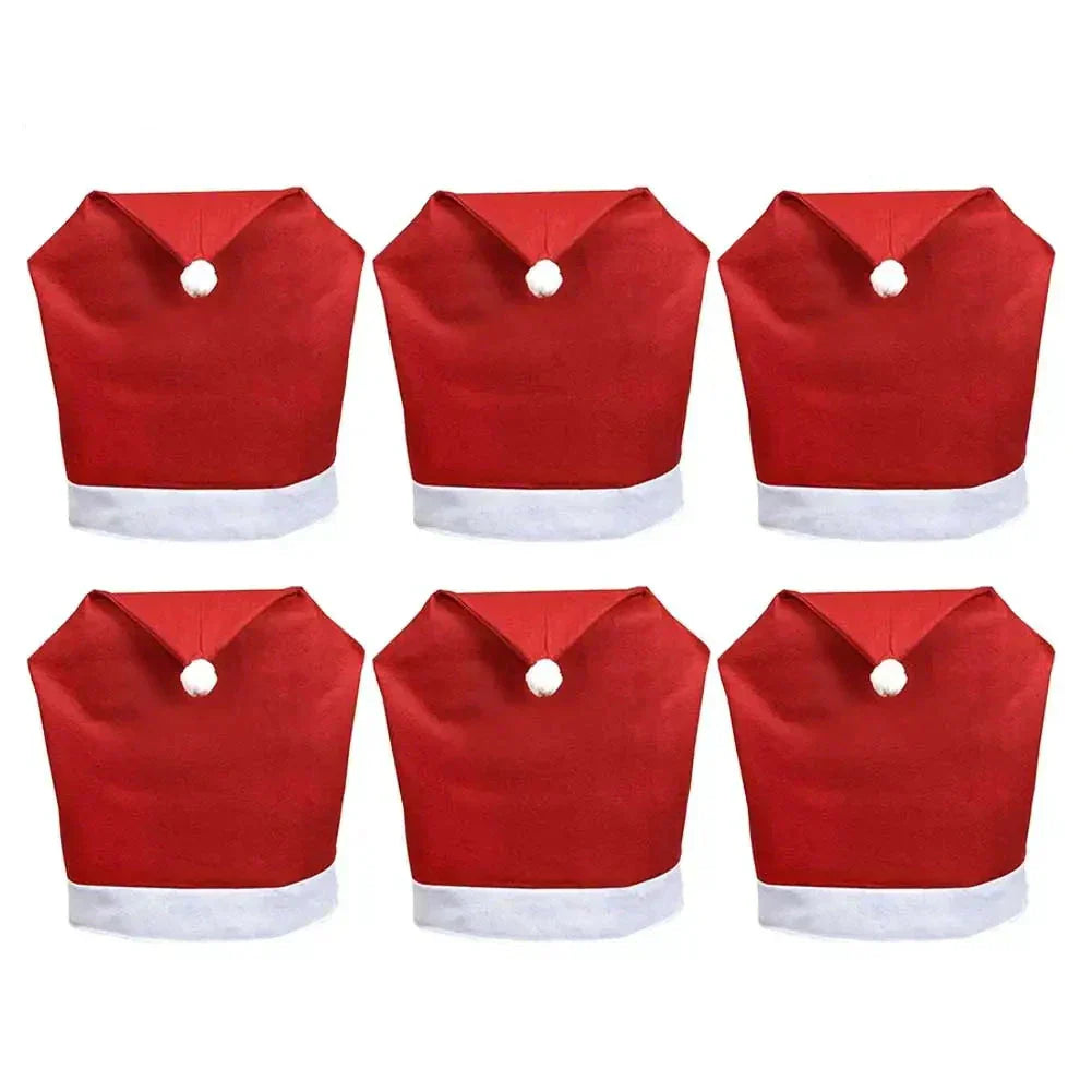 Chair Covers Santa Hat Non-Woven Fabric Fits Most Chairs