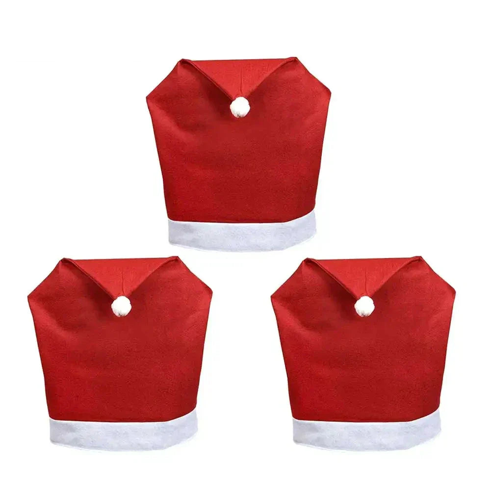 Chair Covers Santa Hat Non-Woven Fabric Fits Most Chairs