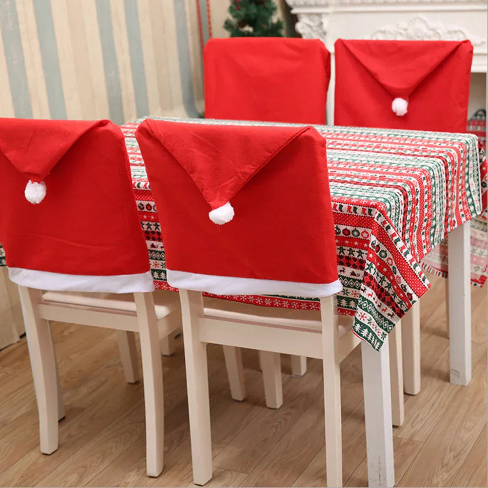 Chair Covers Santa Hat Non-Woven Fabric Fits Most Chairs