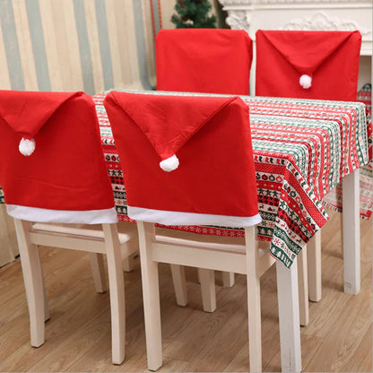 Chair Covers Santa Hat Non-Woven Fabric Fits Most Chairs
