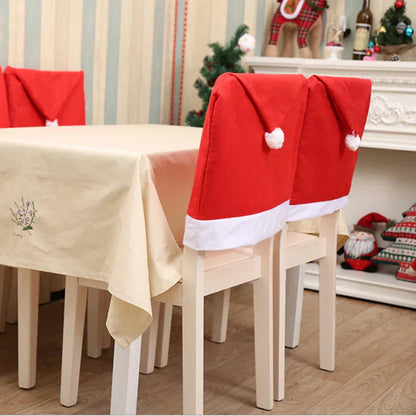 Chair Covers Santa Hat Non-Woven Fabric Fits Most Chairs