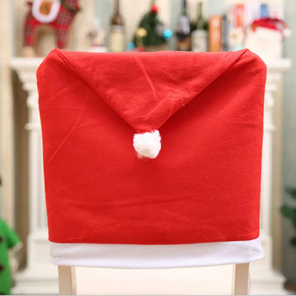 Chair Covers Santa Hat Non-Woven Fabric Fits Most Chairs