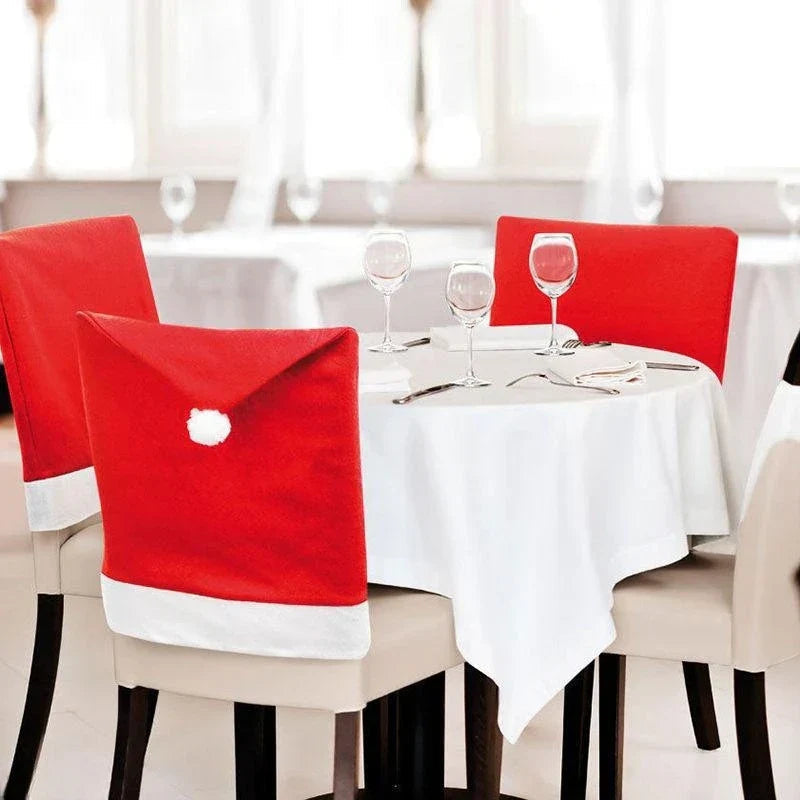 Chair Covers Santa Hat Non-Woven Fabric Fits Most Chairs