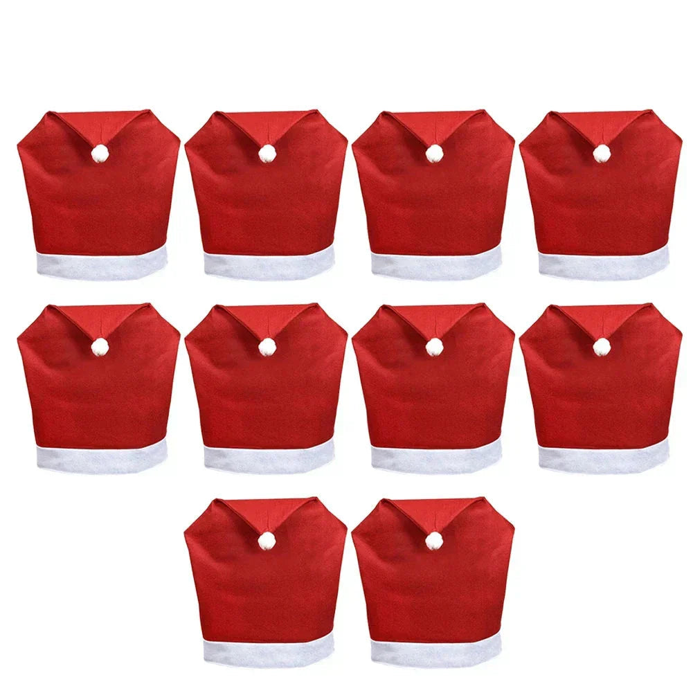 Chair Covers Santa Hat Non-Woven Fabric Fits Most Chairs