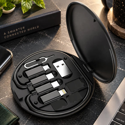 Charging Cable Kit Multi-Connector Compact Case SIM Storage