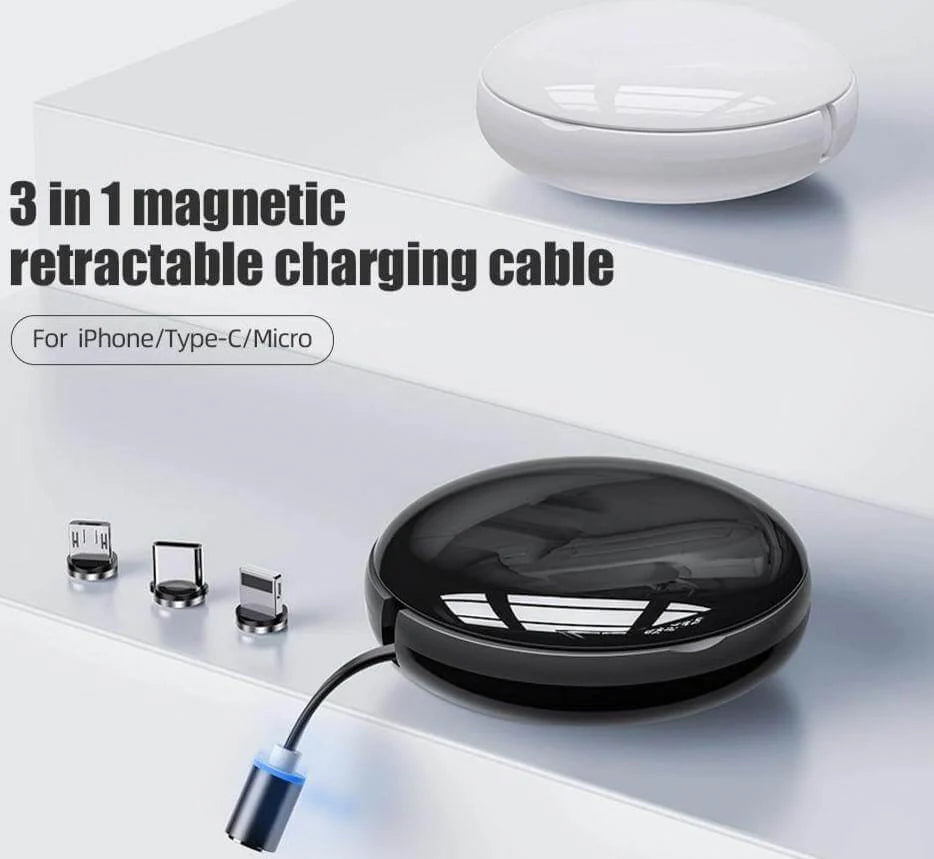 Charging Cable Retractable Magnetic 3-in-1.