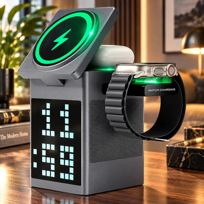 Charging Station 3-In-1 Wireless Bluetooth Speaker & LED Clock