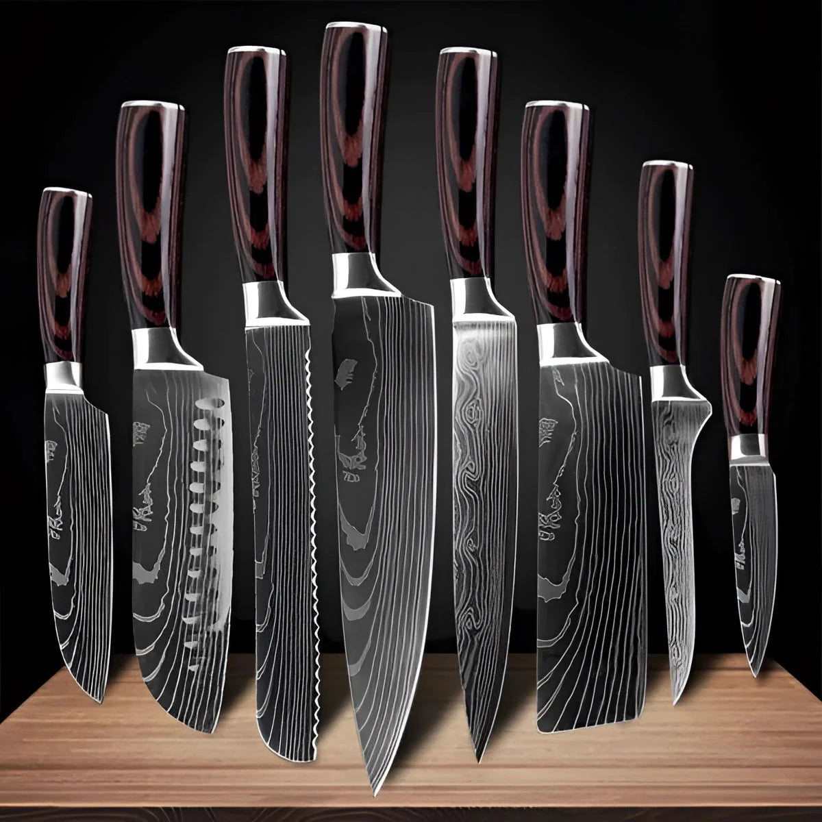 Chef Knife Set High-Carbon Damascus Steel Full Tang