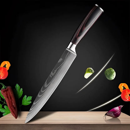 Chef Knife Set High-Carbon Damascus Steel Full Tang