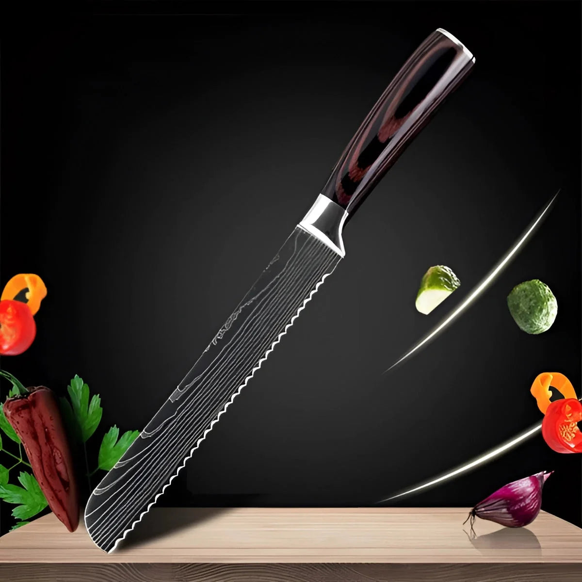 Chef Knife Set High-Carbon Damascus Steel Full Tang