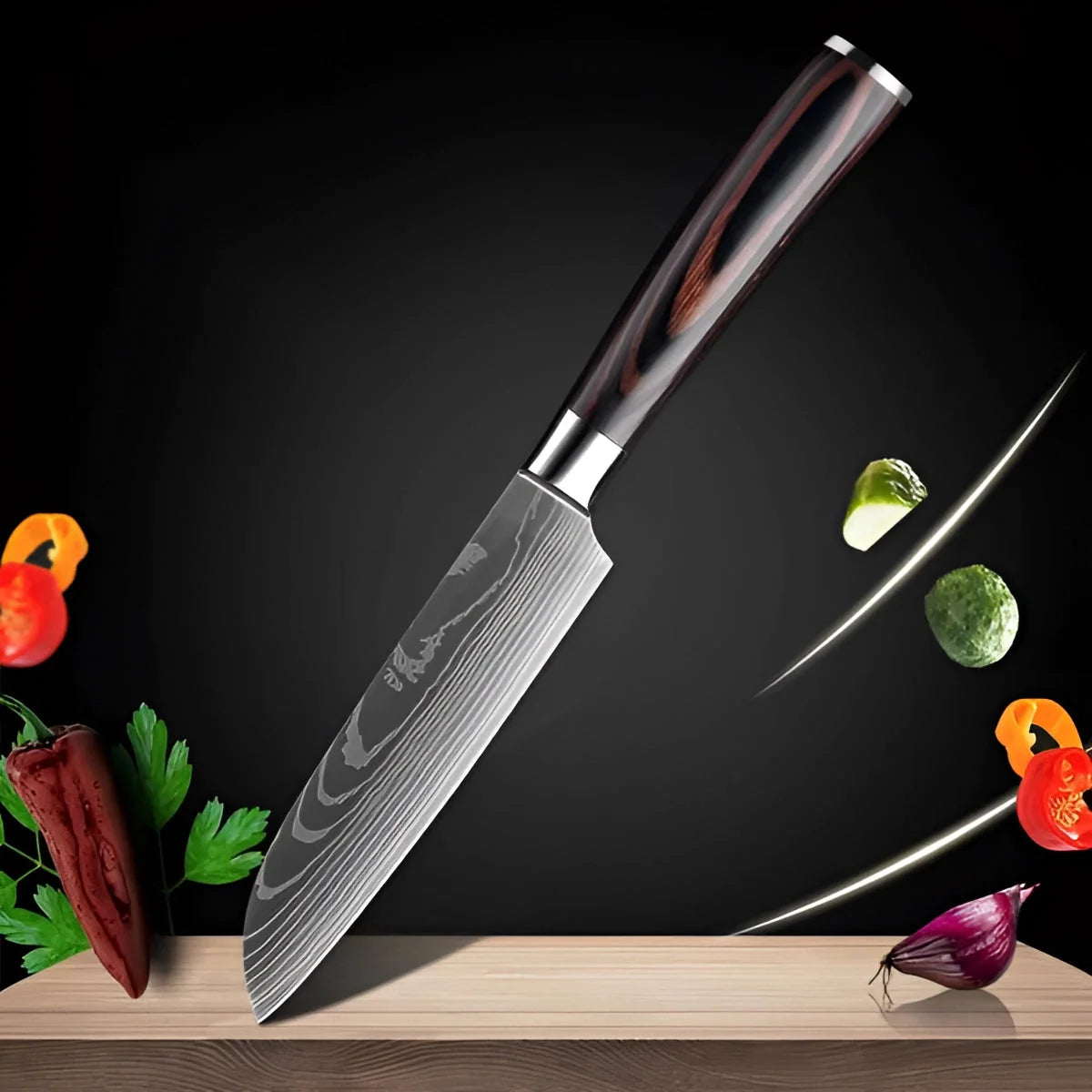 Chef Knife Set High-Carbon Damascus Steel Full Tang