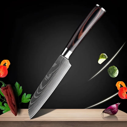 Chef Knife Set High-Carbon Damascus Steel Full Tang