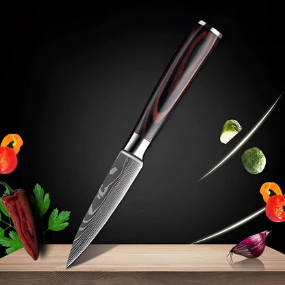 Chef Knife Set High-Carbon Damascus Steel Full Tang