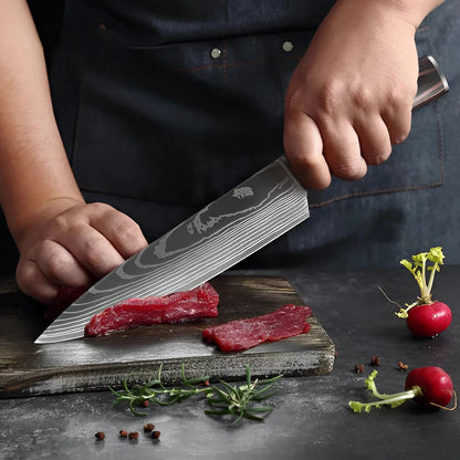 Chef Knife Set High-Carbon Damascus Steel Full Tang