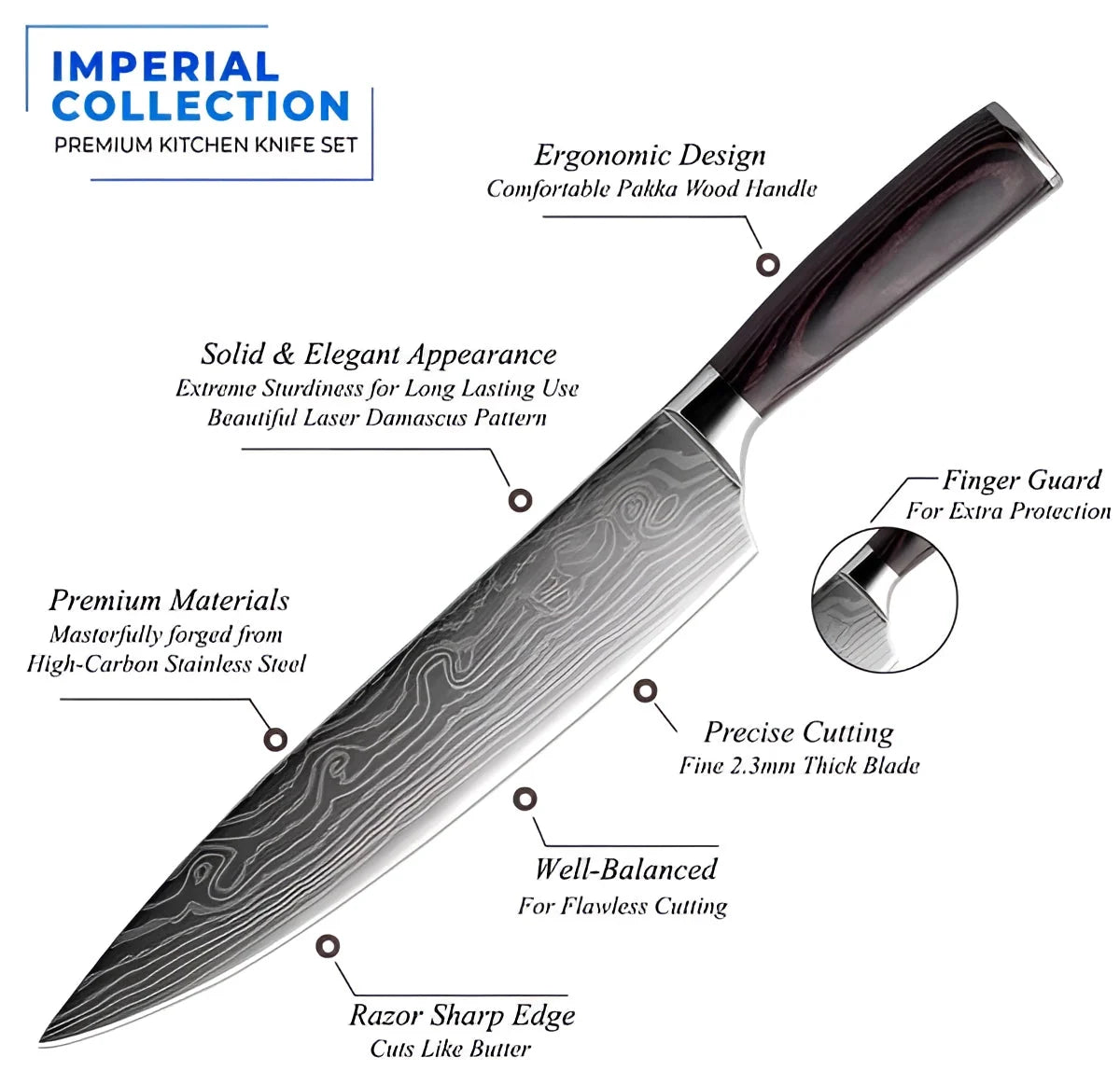Chef Knife Set High-Carbon Damascus Steel Full Tang