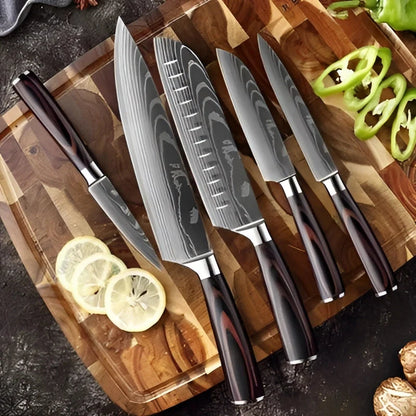 Chef Knife Set High-Carbon Damascus Steel Full Tang