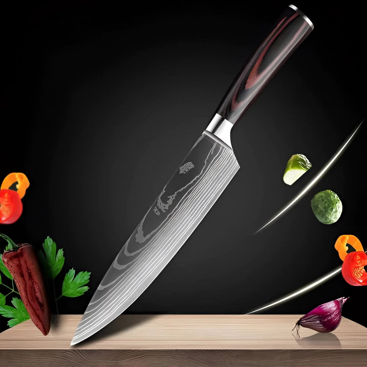 Chef Knife Set High-Carbon Damascus Steel Full Tang