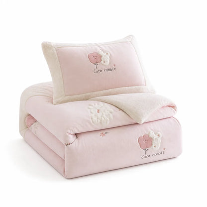 Children's Duvet Cover Set Reversible Cotton Satin Sherpa Trim