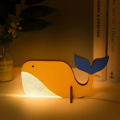 Children's Table Lamp Wooden Animal Night Light