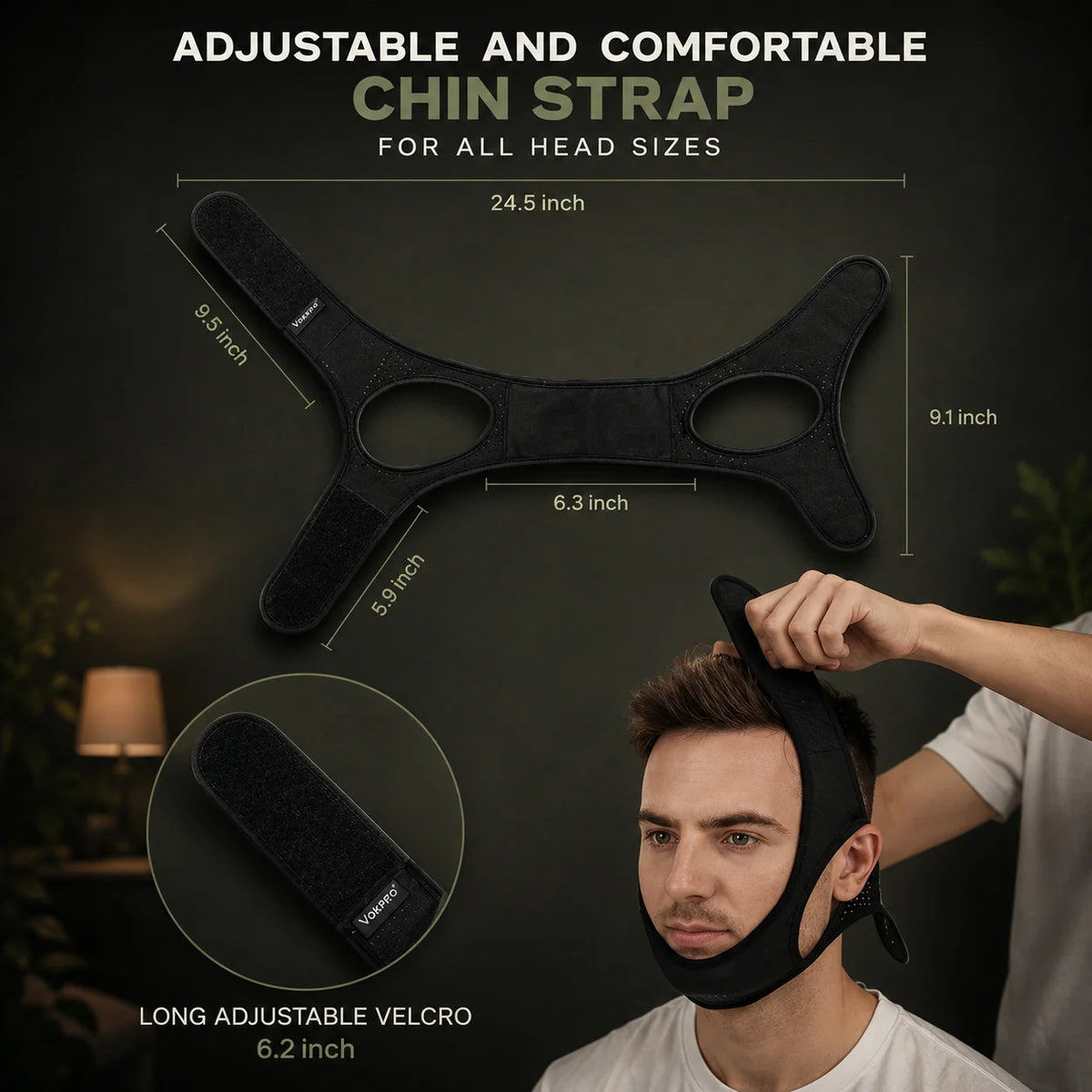 Chin Strap Anti-Snoring Neoprene Adjustable Velcro