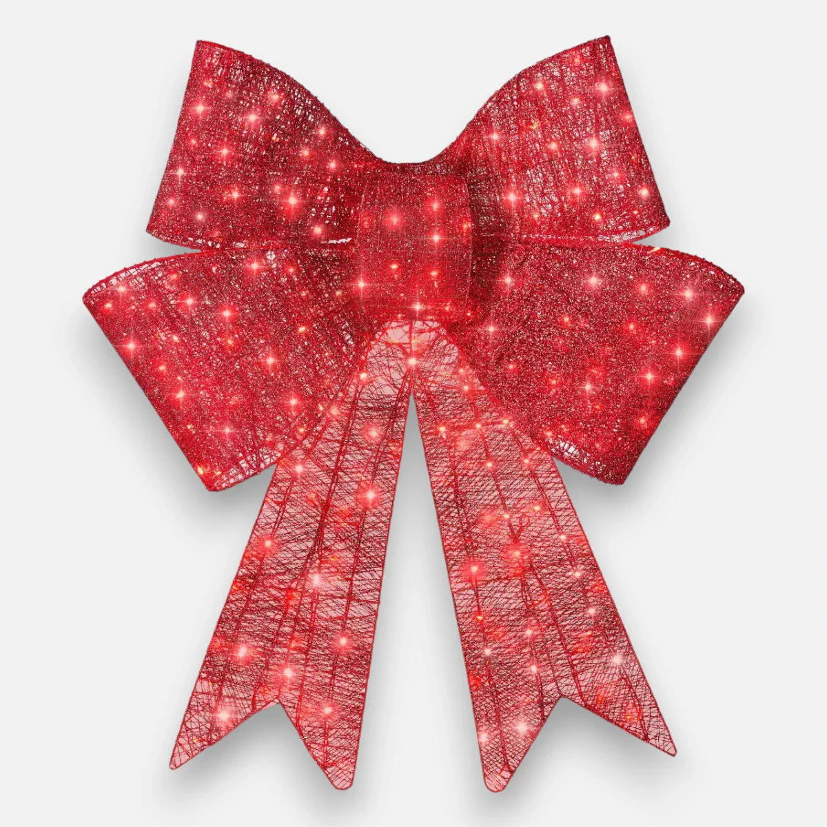 Christmas Bow Decoration Red LED Eight Modes Timer