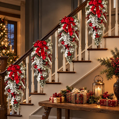 Christmas Door Wreath Realistic Pre-Decorated Reusable