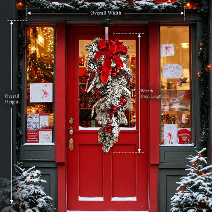 Christmas Door Wreath Realistic Pre-Decorated Reusable