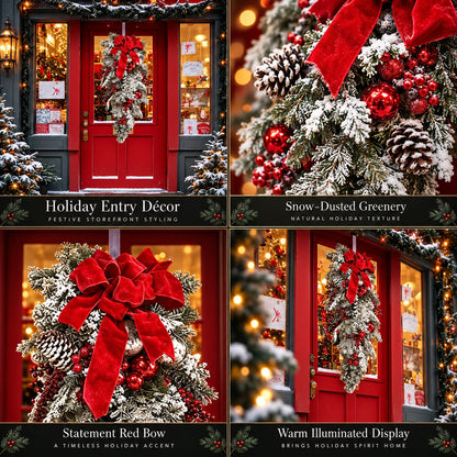Christmas Door Wreath Realistic Pre-Decorated Reusable