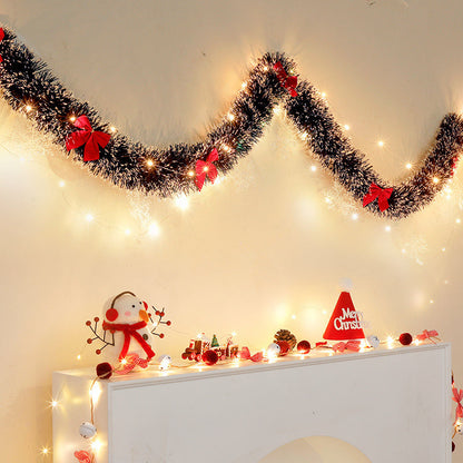 Christmas Garland Metallic Battery-Powered Warm LEDs Set of 2