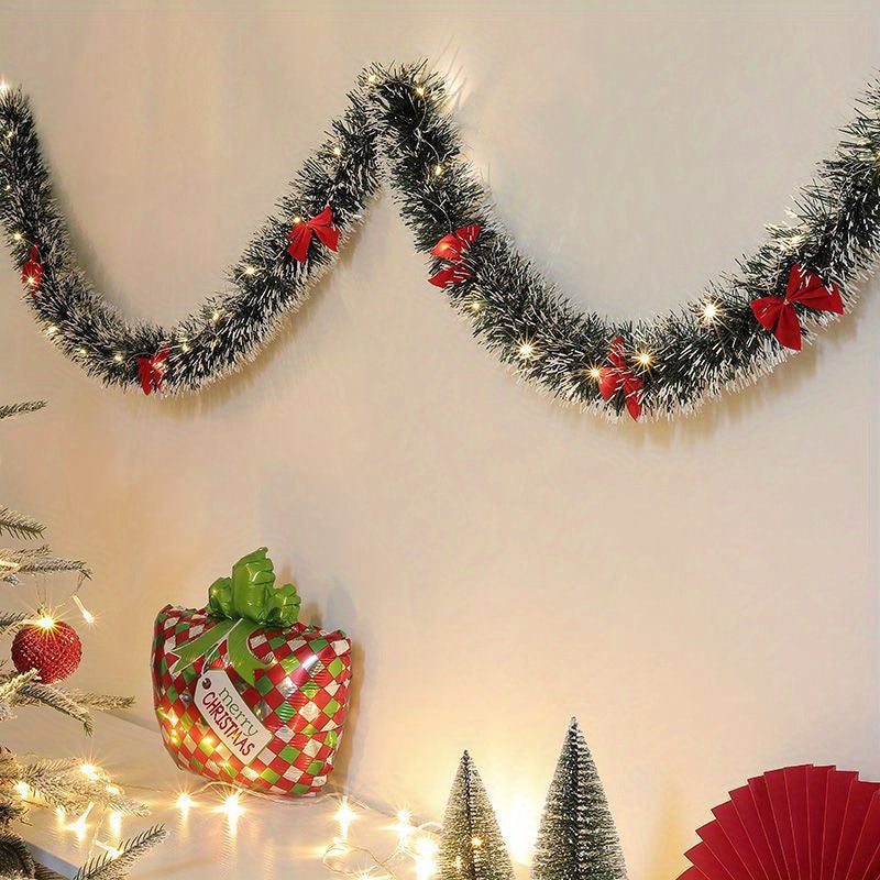 Christmas Garland Metallic Battery-Powered Warm LEDs Set of 2