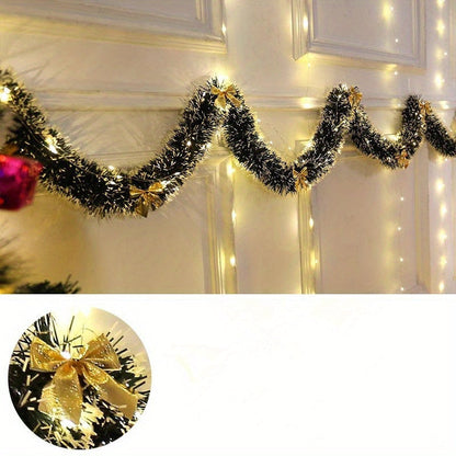 Christmas Garland Metallic Battery-Powered Warm LEDs Set of 2