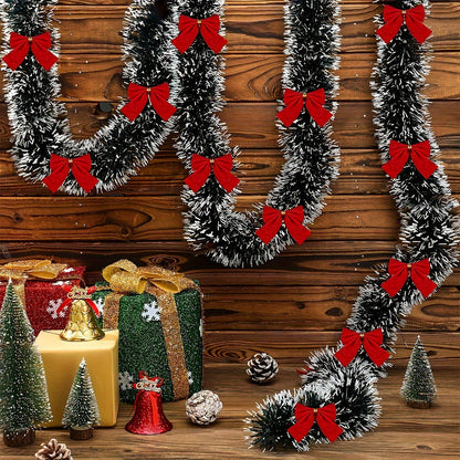Christmas Garland Metallic Battery-Powered Warm LEDs Set of 2