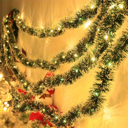 Christmas Garland Metallic Battery-Powered Warm LEDs Set of 2