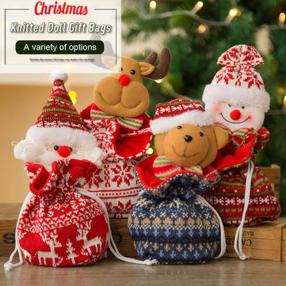 Christmas Gift Sack Knitted Reusable Doll Accent