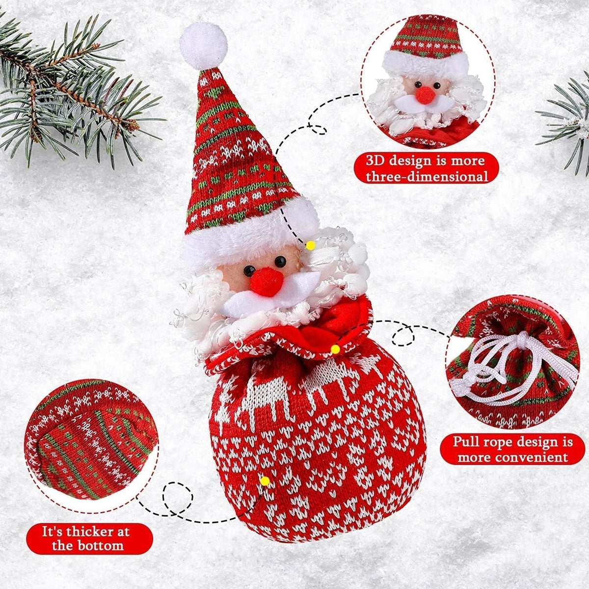 Christmas Gift Sack Knitted Reusable Doll Accent