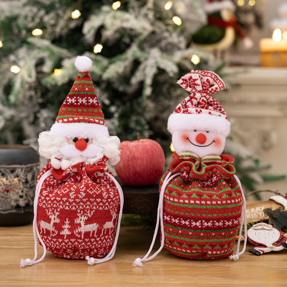 Christmas Gift Sack Knitted Reusable Doll Accent