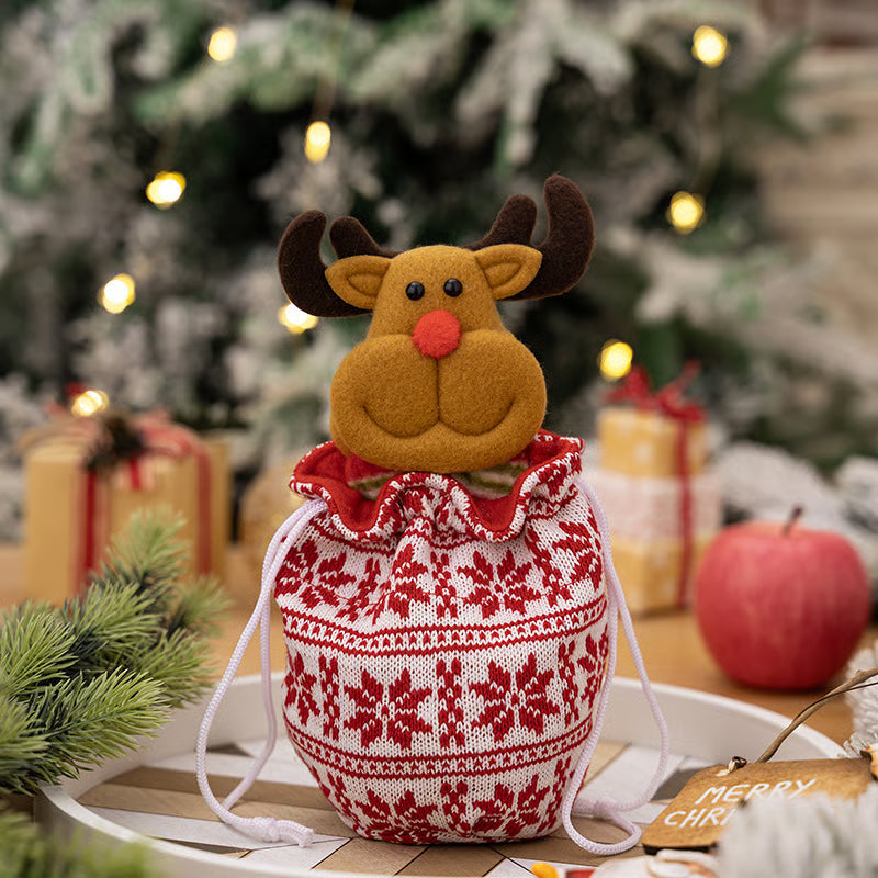 Christmas Gift Sack Knitted Reusable Doll Accent