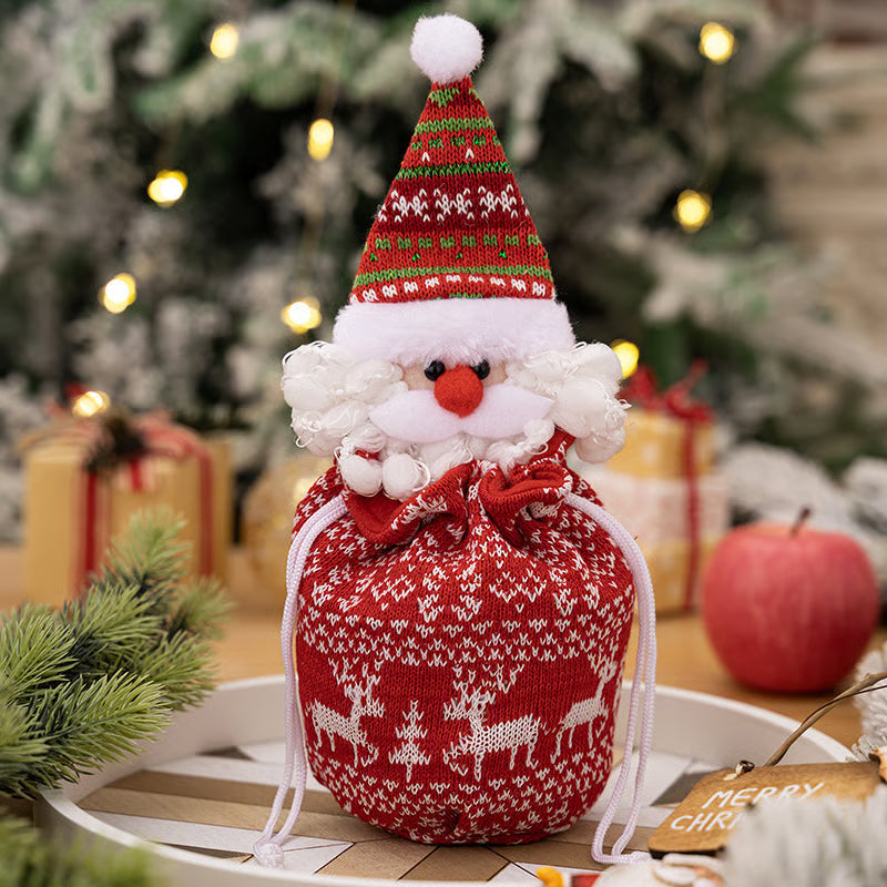 Christmas Gift Sack Knitted Reusable Doll Accent